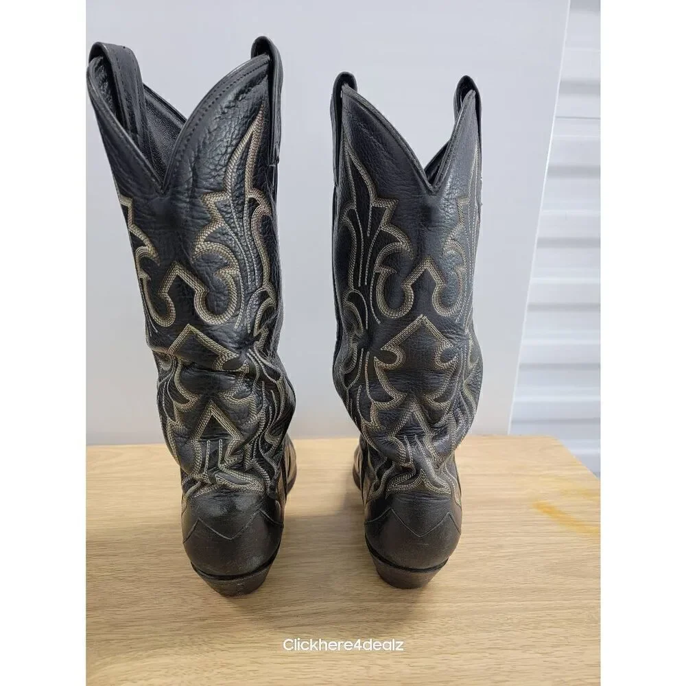 Tony Lama Goat Skin Women’s Cowboy Boots Size 6 D Black VINTAGE USA